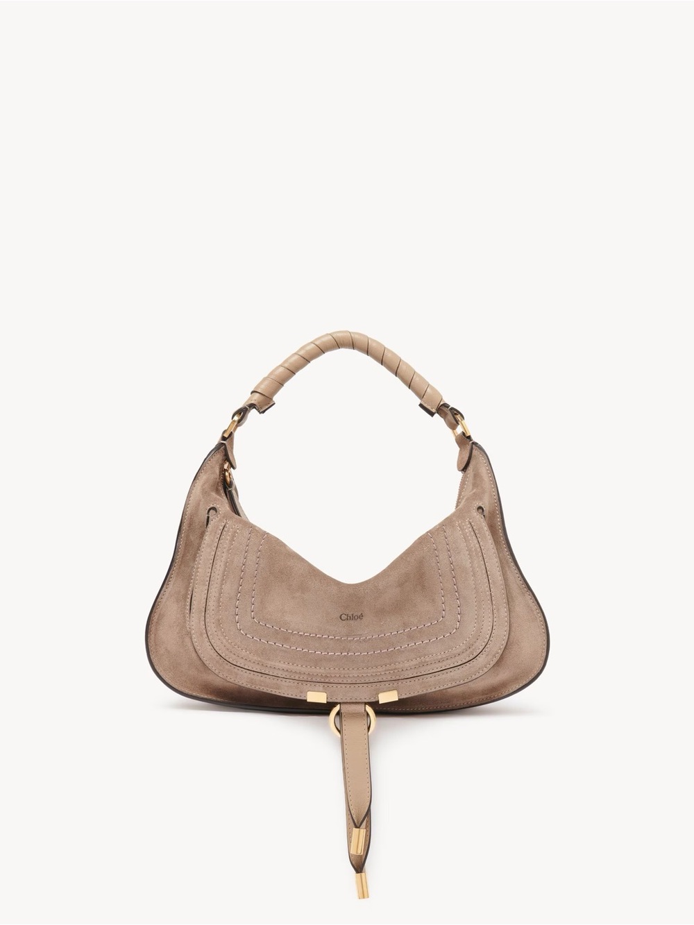 CHLOÉ Marcie suede shoulder bag small in boyish brown